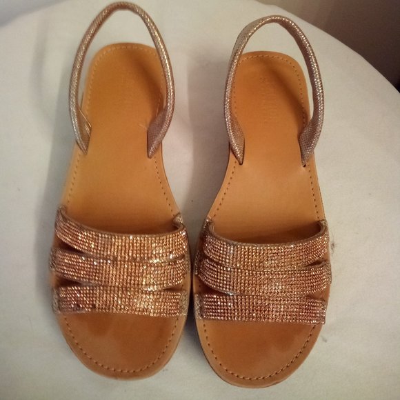 Blingy Copper Colored Sling Back Sandals - Picture 2 of 9